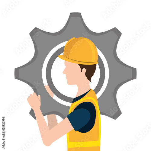 repairman character working icon vector illustration design