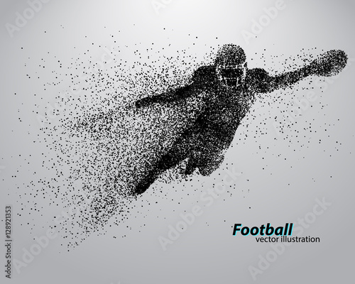 silhouette of a football player from particle. Rugby. American footballer