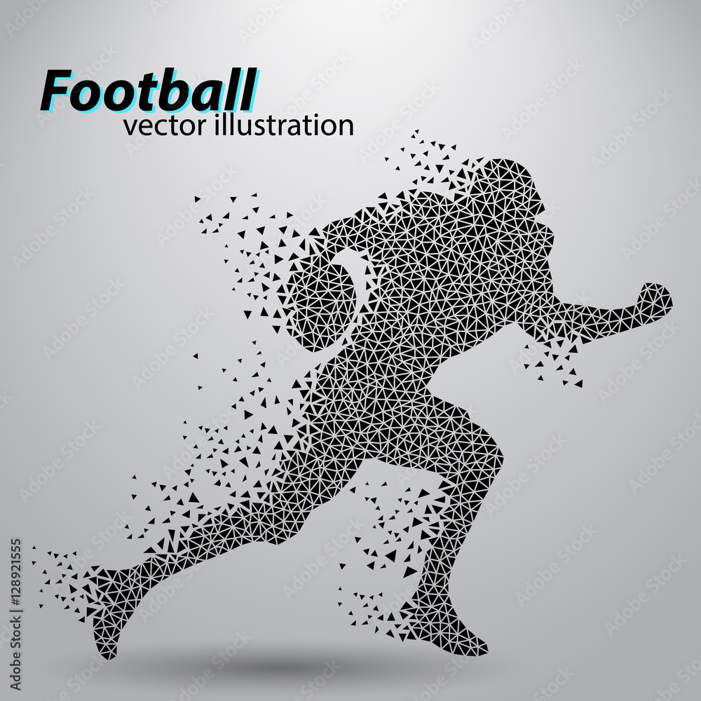 Fototapeta premium Silhouette of a football player from triangle. Rugby. American footballer