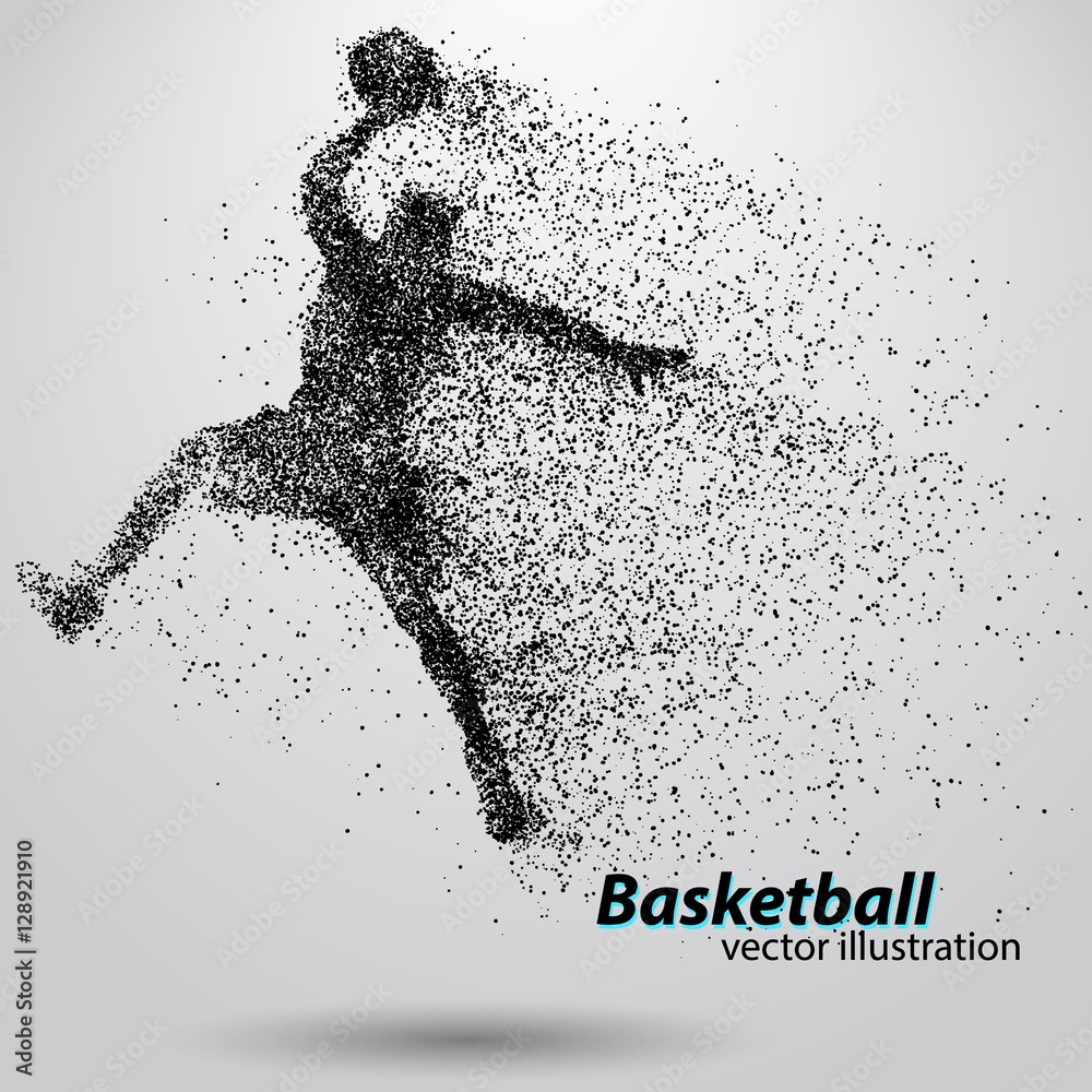 Naklejka premium Basketball player from particles.