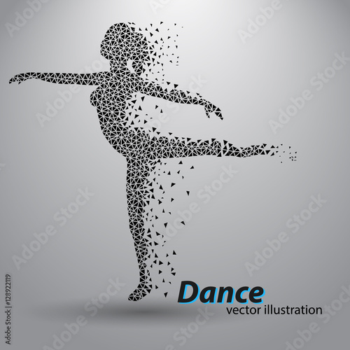 Silhouette of a dancing girl from triangles