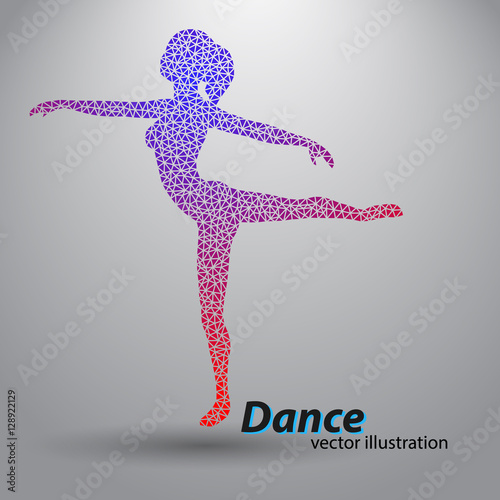 Silhouette of a dancing girl from triangles