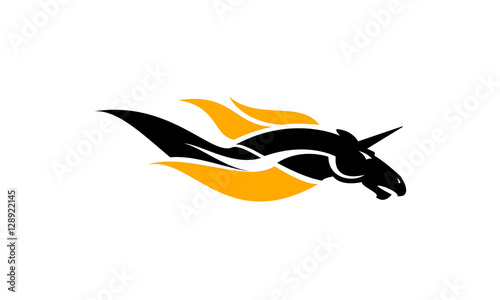 Horse with fire symbol vector logo
