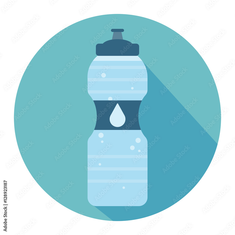 Plastic sport bottle with water. Small bottle of water. Flat icon web. Vector illustration Plastic sport bottle with water. Small bottle of water. Flat icon web. Vector illustration