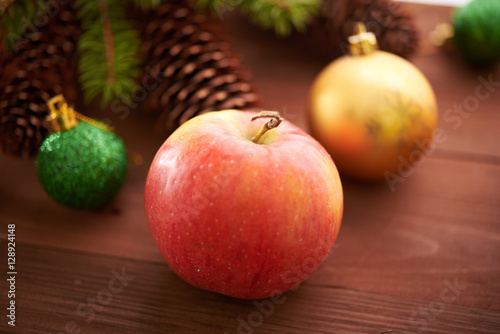 apple near the Christmas tree
