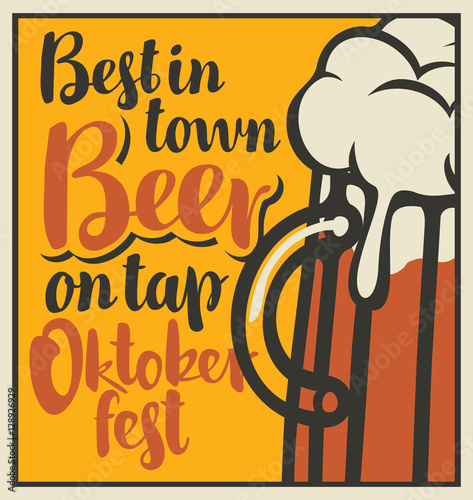 vector banner with glass and inscription beer on tap