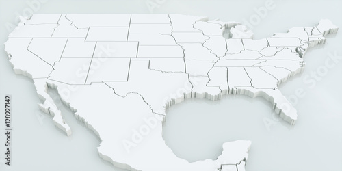 Map of USA and Mexico. Highly detailed 3D rendering
