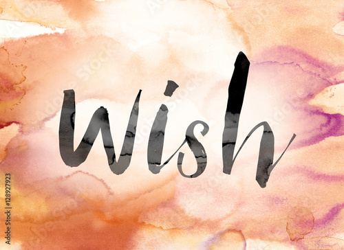 Wish Colorful Watercolor and Ink Word Art