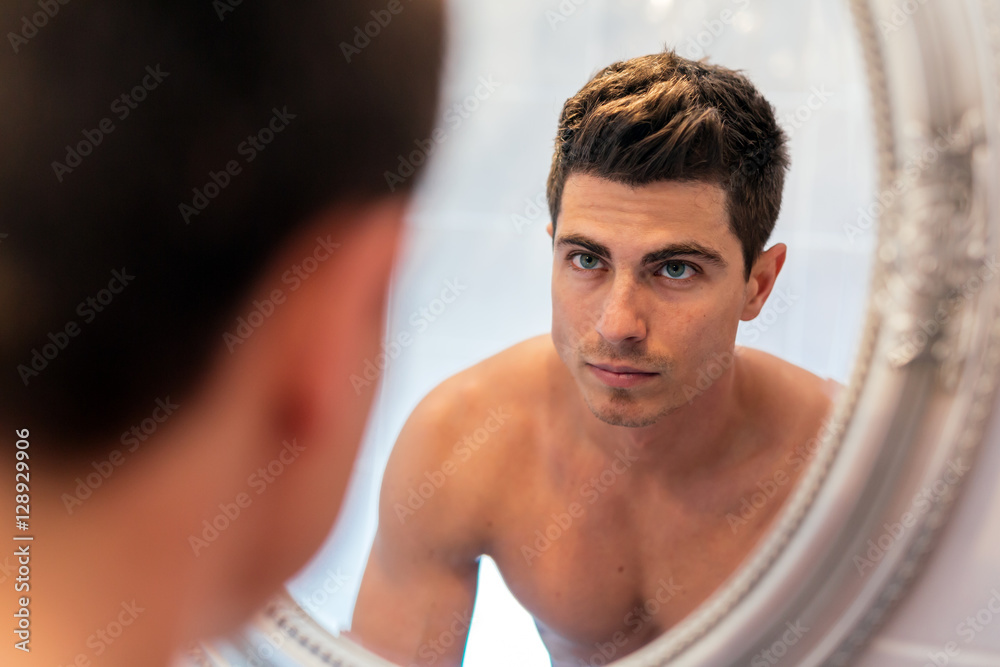 Handsome man in mirror Handsome man in mirror