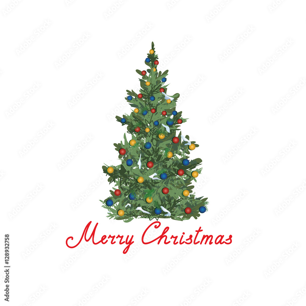 Christmas background with decorated fir tree. Winter holiday greeting card Christmas background with decorated fir tree. Winter holiday greeting card