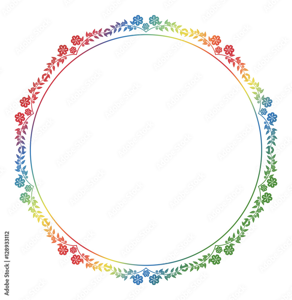 Beautiful round floral frame with gradient fill. Beautiful round floral frame with gradient fill.