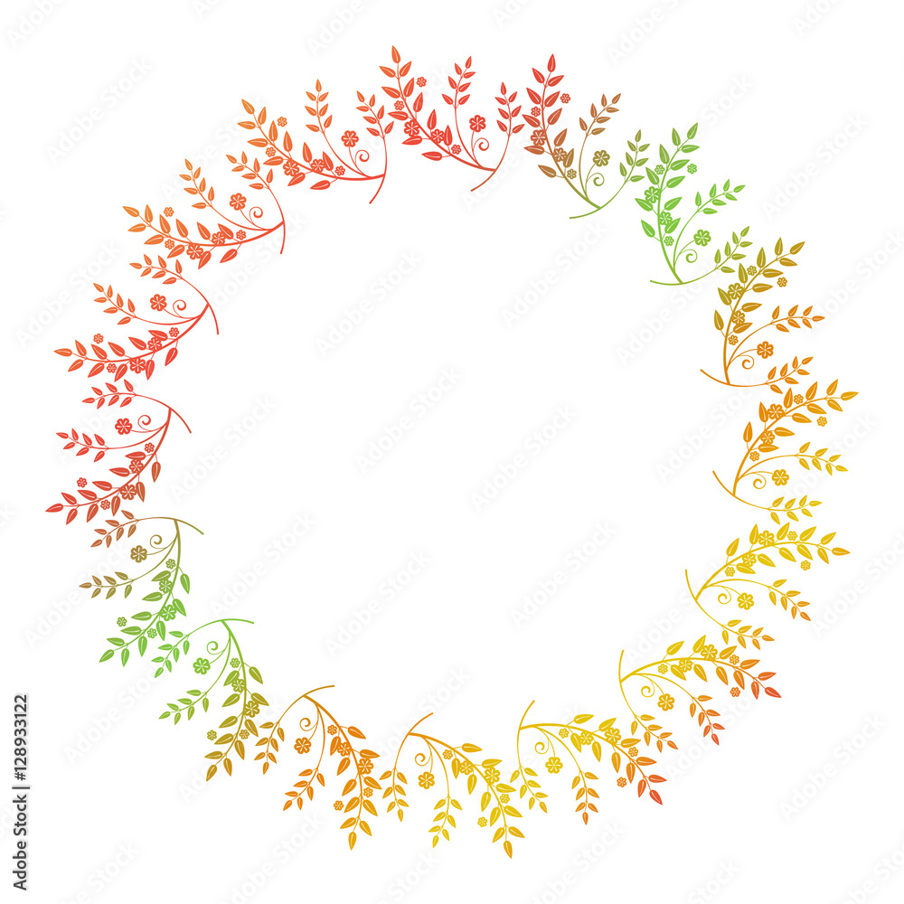 Beautiful round floral frame with gradient fill. Beautiful round floral frame with gradient fill.