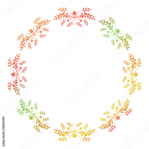 Beautiful round floral frame with gradient fill. 