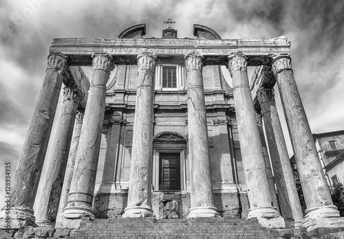 Ruins of the Temple of Antoninus and Faustina in Rome, Italy photo