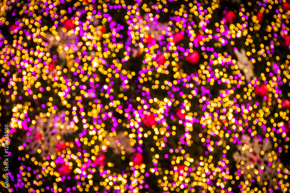 Christmas festive blur background. Abstract bokeh defocused gold