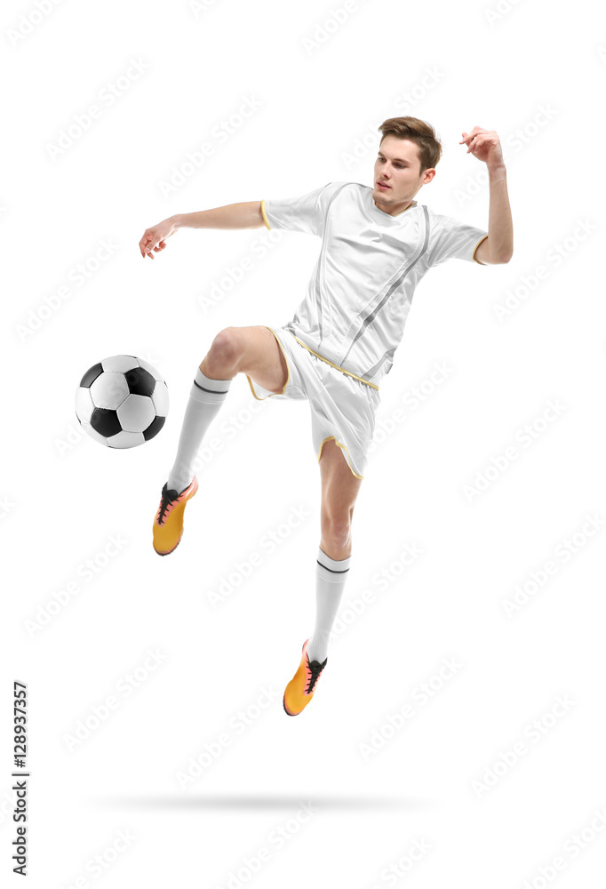 Fototapeta premium Professional football player on white background