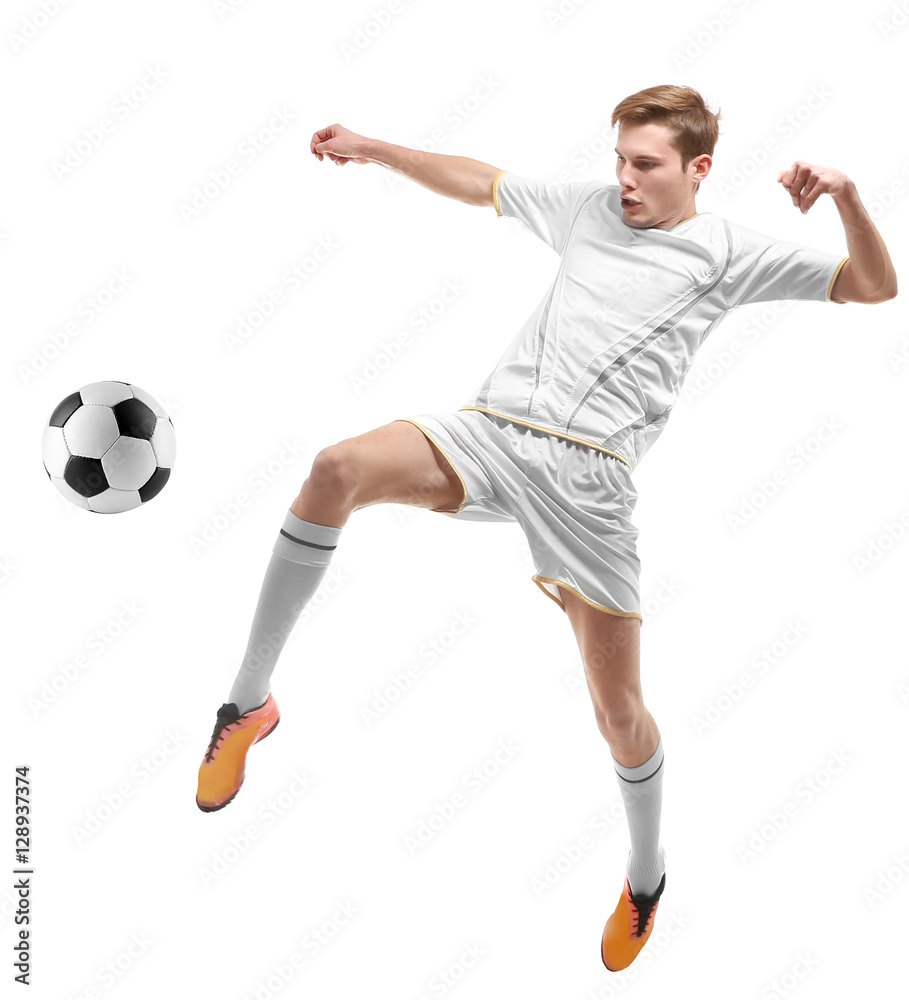 Fototapeta premium Professional football player on white background