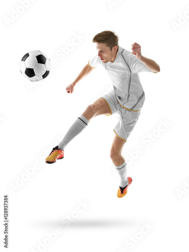 Professional football player on white background © Africa Studio