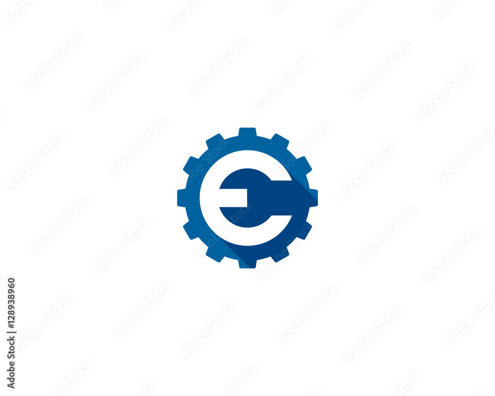 Obraz premium Letter Initial E Gear Logo Design Template