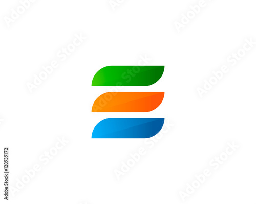 Letter Initial E Three Bar Color Logo Design Template
