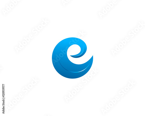 Letter Initial E Wave Logo Design Template