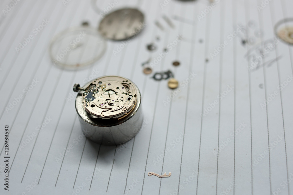 Detail of watch machinery. Detail of watch machinery.
