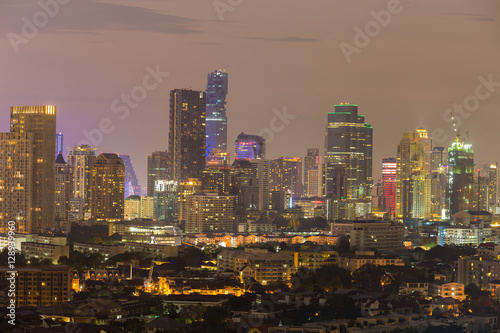 Night light city business area in Bangkok  Thailand