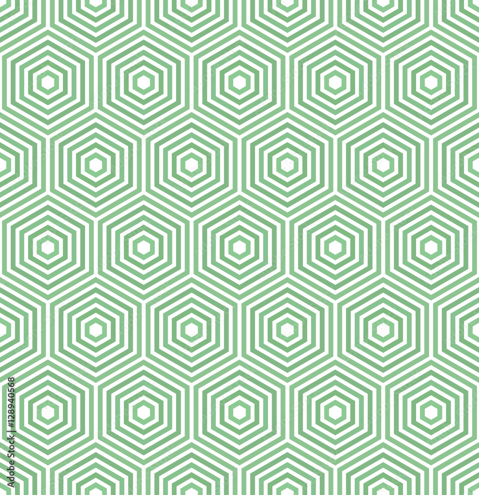 Geometric fine abstract hexagonal background. Seamless modern green pattern