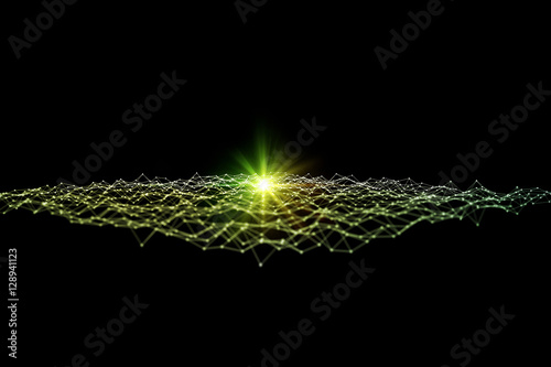 Foto mesh network abstract background, 3D rendering, mixed media