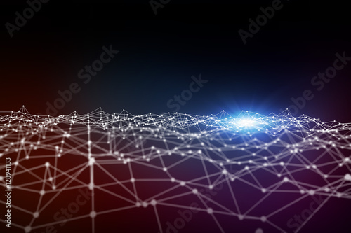 mesh network abstract background, 3D rendering, mixed media