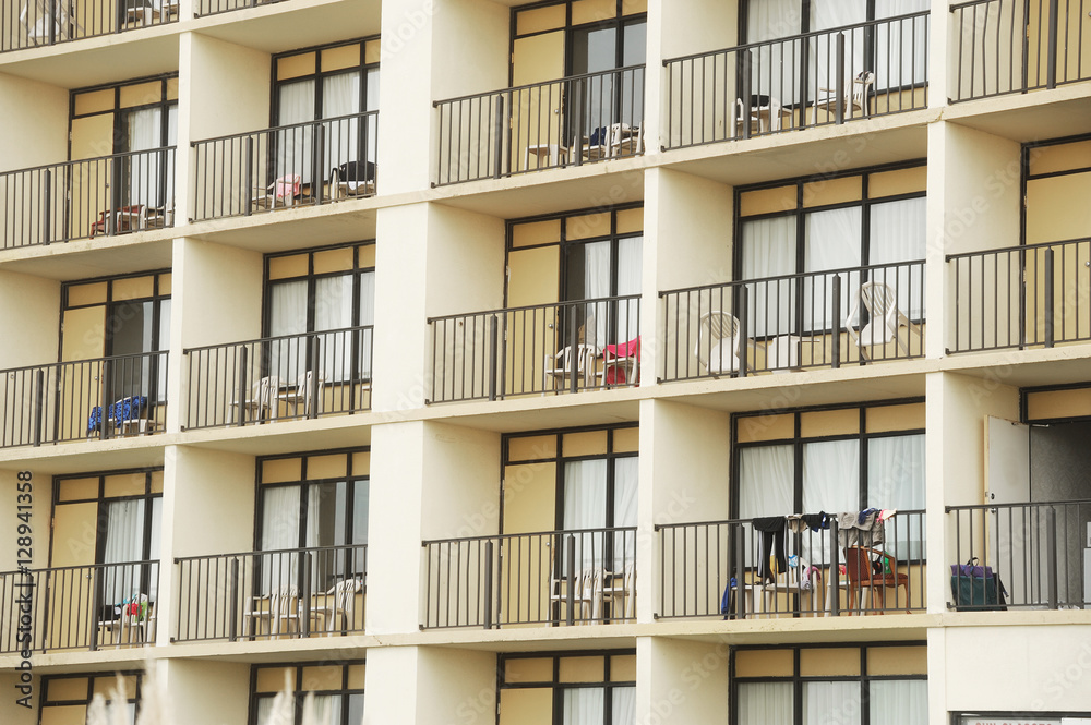 balconies outside hotel building