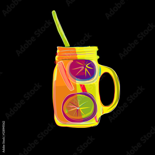 Cup with lemonade, sketch for your design