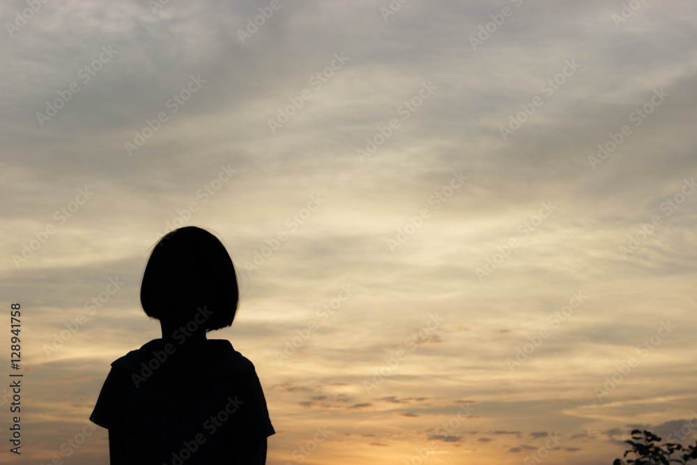 Children enjoy a beautiful sunrise, bright.