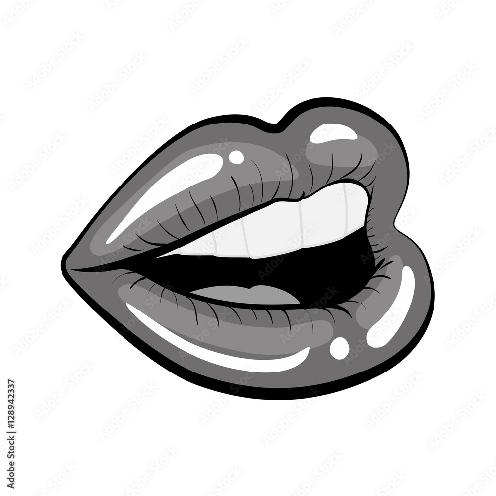Woman lips comic style icon vector illustration graphic design Woman lips comic style icon vector illustration graphic design