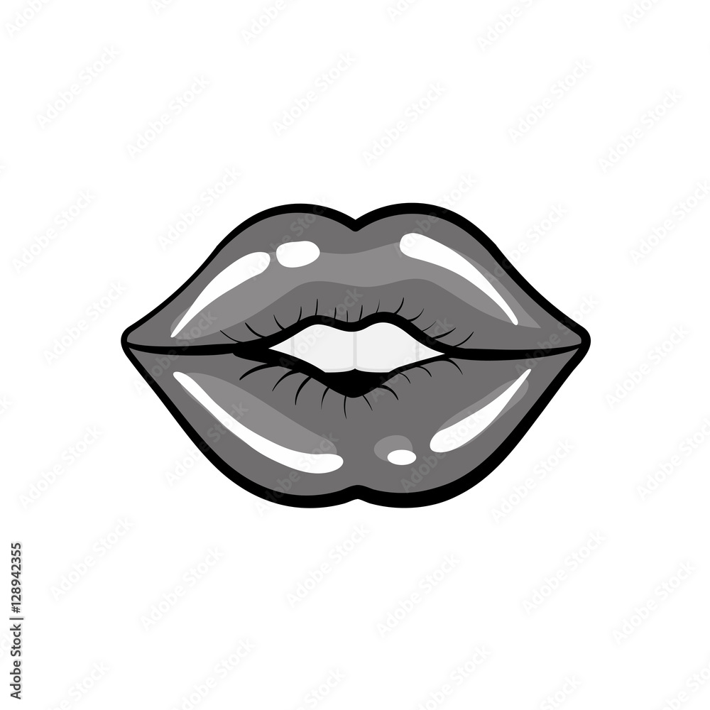Woman lips comic style icon vector illustration graphic design Woman lips comic style icon vector illustration graphic design