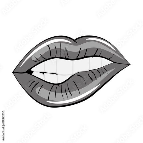 Woman lips comic style icon vector illustration graphic design