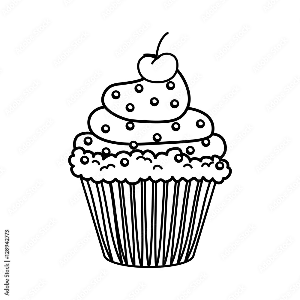 Delicious cupcake dessert icon vector illustration graphic design