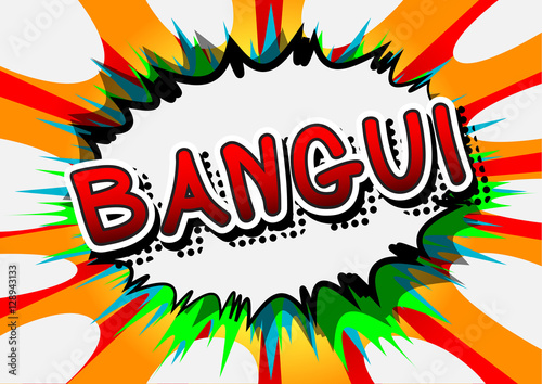 Bangui - Comic book style text on comic book abstract background.