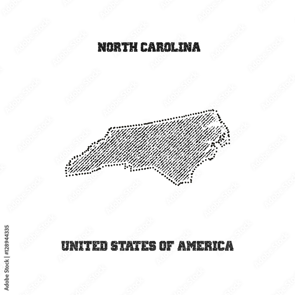 Label with map of north carolina.