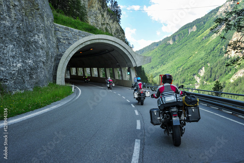 Motorcyclists in the Alps