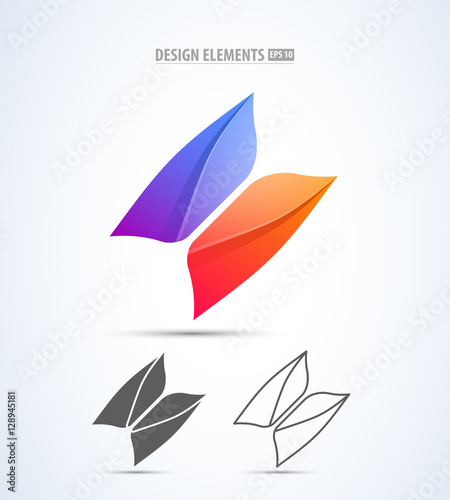 Vector abstract luxury butterfly logo design elements. Application icon. Fashion style symbol