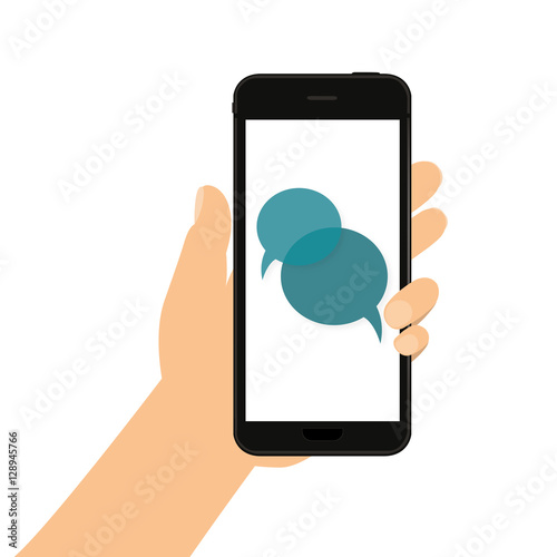 smartphone with social network app - speech bubbles