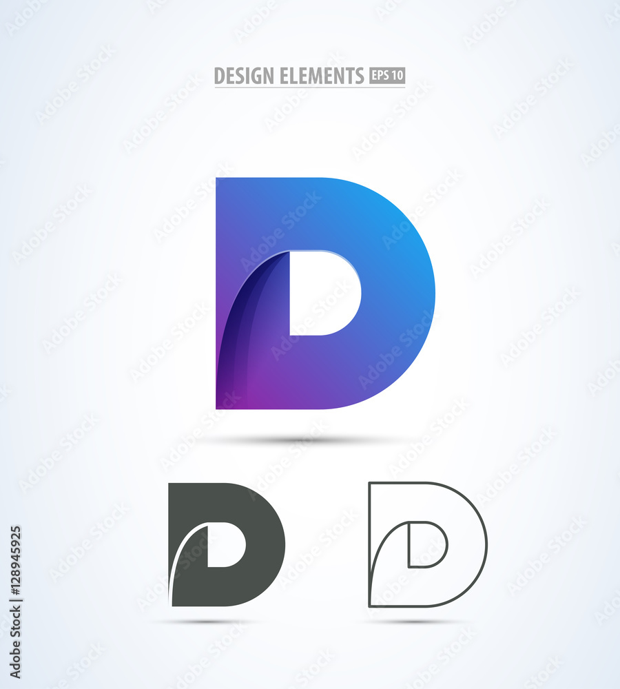 Vector abstract letter D logo design concept. Origami paper icon set Vector abstract letter D logo design concept. Origami paper icon set