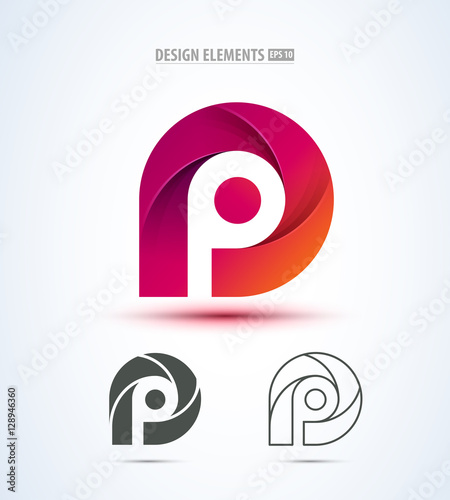 Abstract letter P logo icon set for corporate identity design isolated on white background.