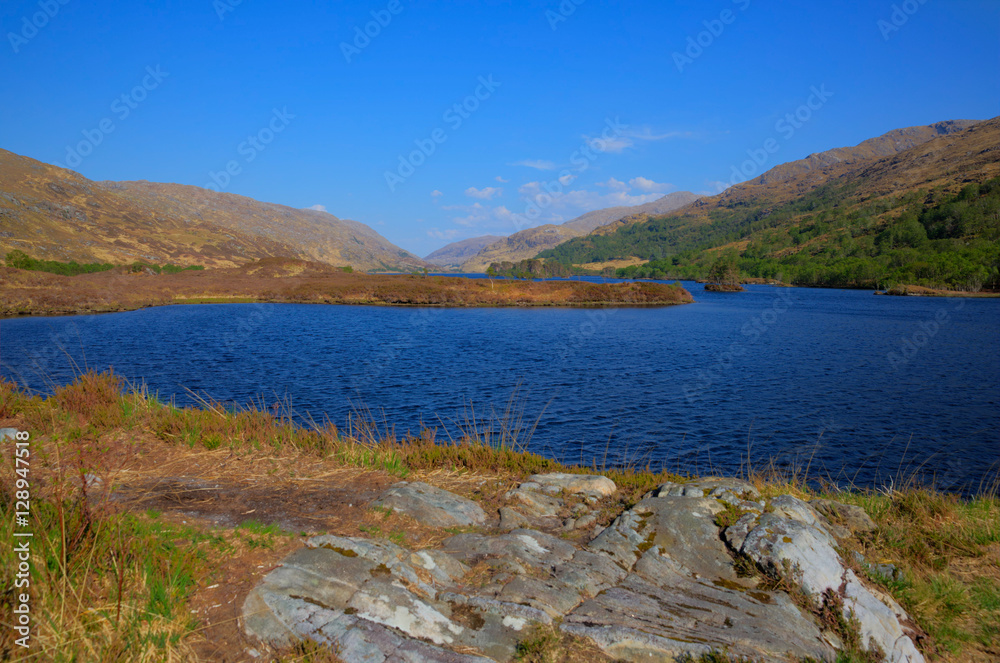 Fototapeta premium Loch Eilt Lochaber West Highlands of Scotland near Glenfinnan and Lochailort and west of Fort William
