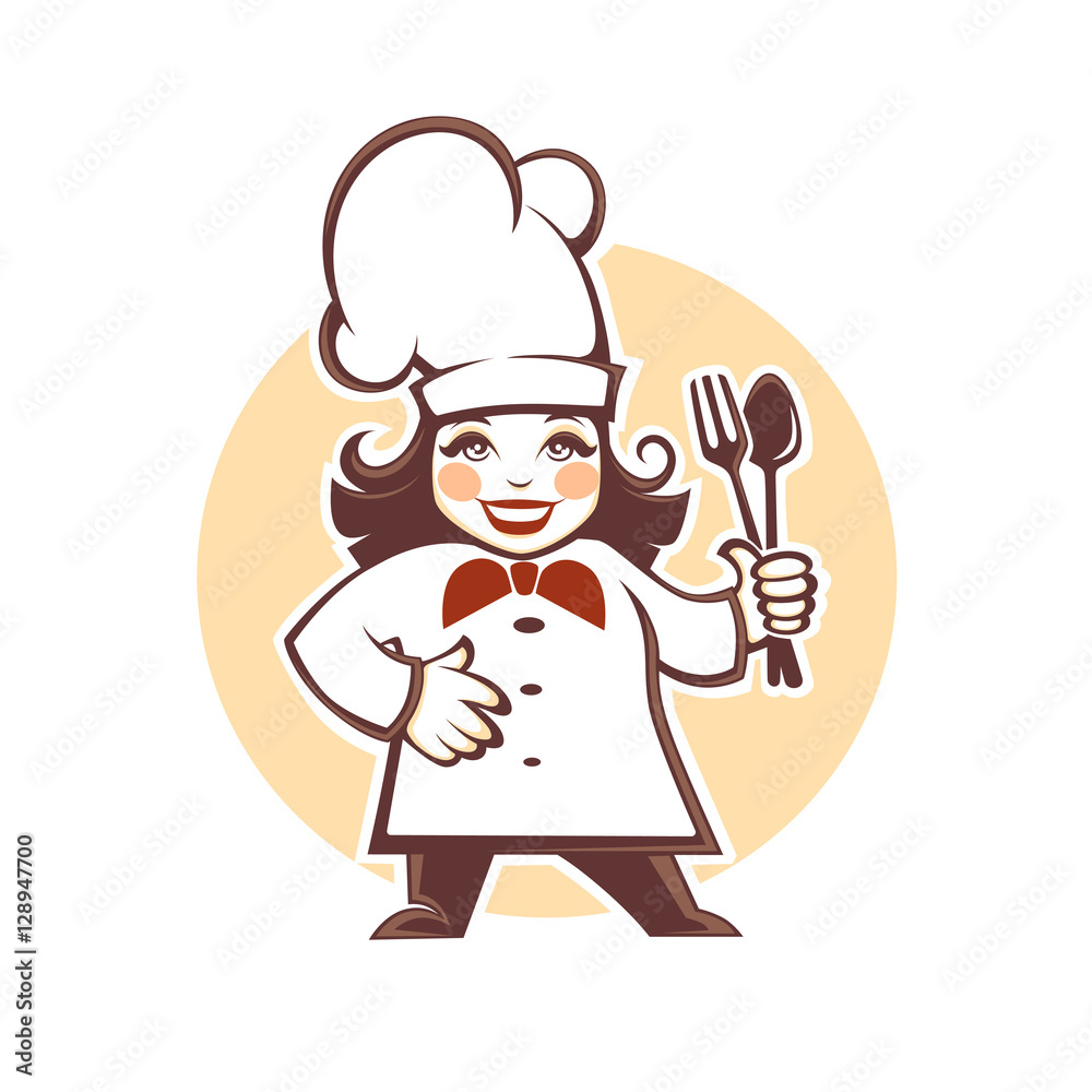 happy cartoon chef, vector illustration. for your logo design. happy cartoon chef, vector illustration. for your logo design.