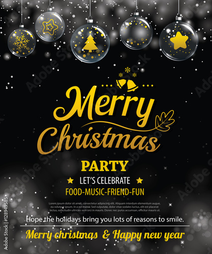 Invitation merry christmas party poster banner and card design 