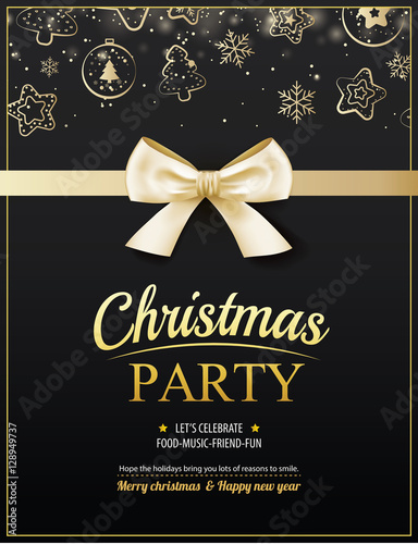 Invitation merry christmas party poster banner and card design 