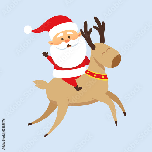 Santa rides a reindeer