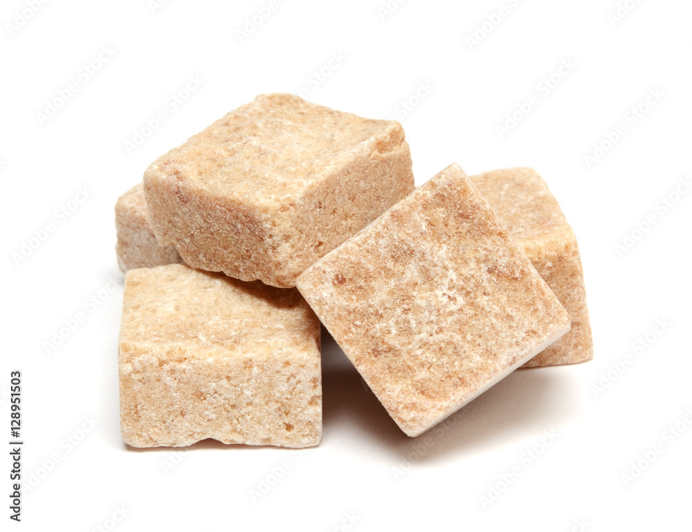 Brown sugar cube isolated on white background Brown sugar cube isolated on white background